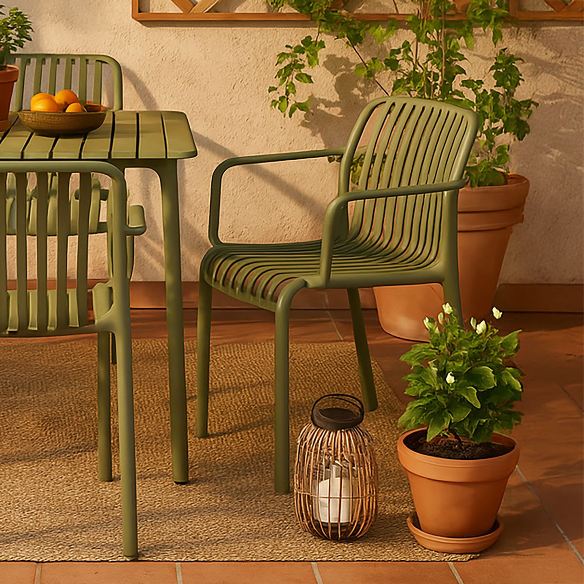JUST HOME COLLECTION - Silla resina para Terraza Atenas Verde 79x58x57 cm