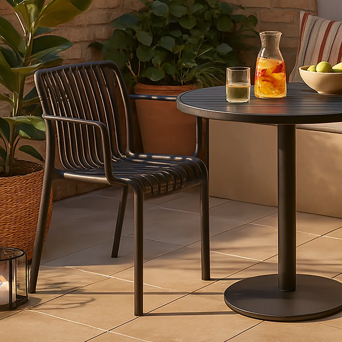 JUST HOME COLLECTION - Silla resina para Terraza Atenas Negro 79x58x57 cm