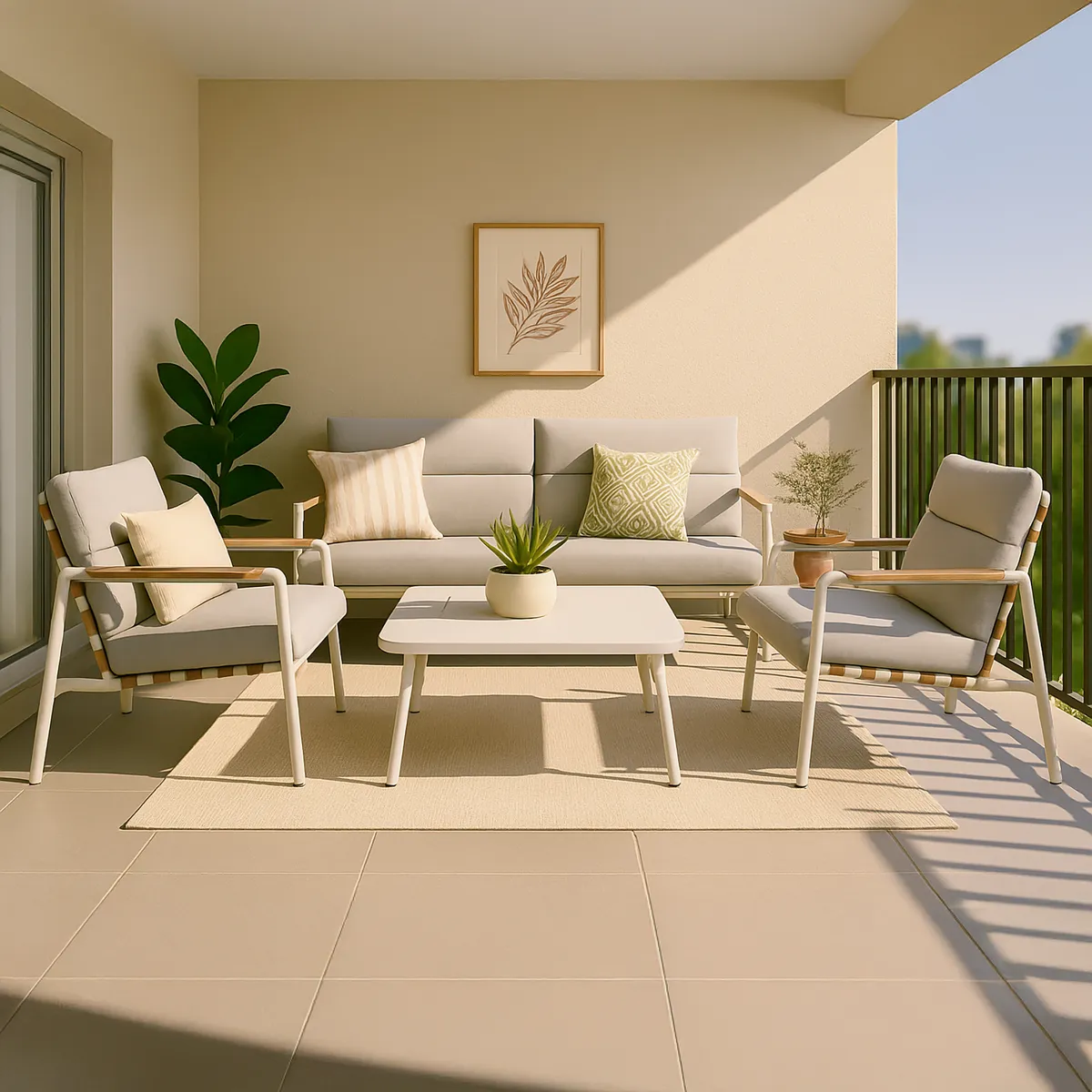 JUST HOME COLLECTION - Juego de Living de Terraza Rio 4 Personas Taupe claro