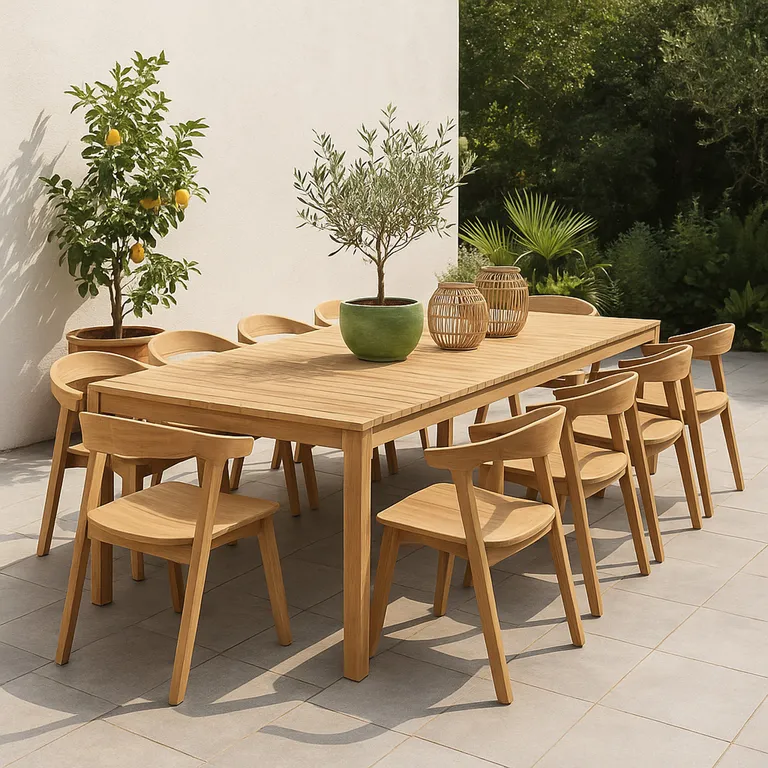 Mesa Rectangular MaderaTeca Luxemburgo 260x76x100 cm Natural
