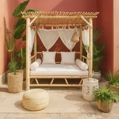 JUST HOME COLLECTION - Cama Balinesa Madera Teca Natural