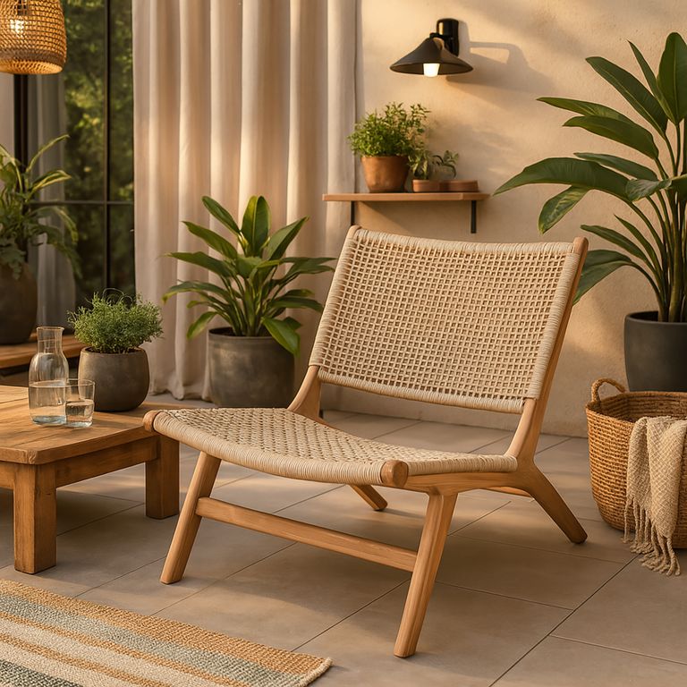 Silla para Terraza Madera Lounge Natural 69x64x80 cm