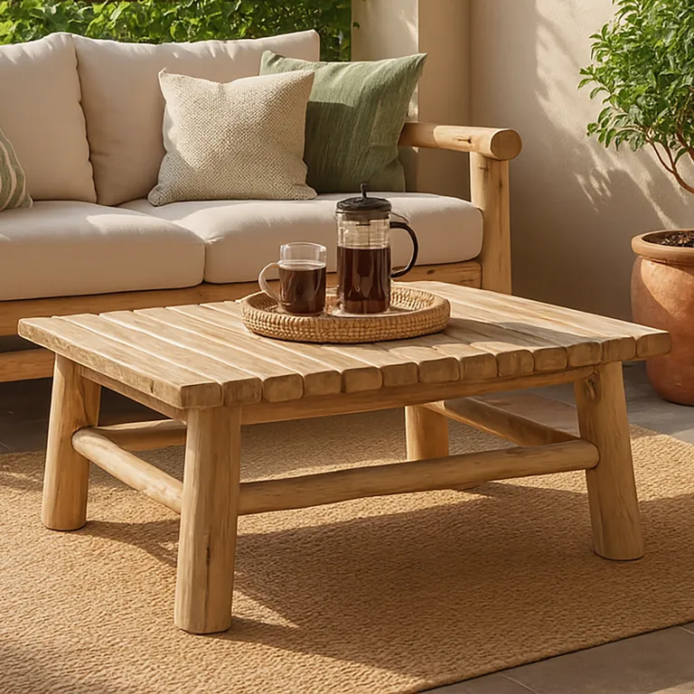 Mesa Cuadrada Madera Teca 80x40x80 cm Natural