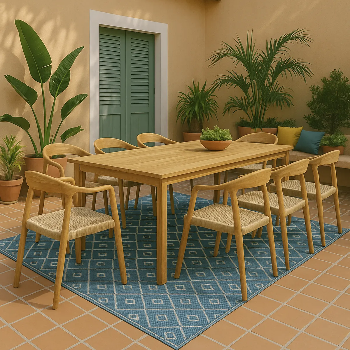 JUST HOME COLLECTION - Mesa Rectangular Madera Teca Carcasona220x78x100 cm Natural