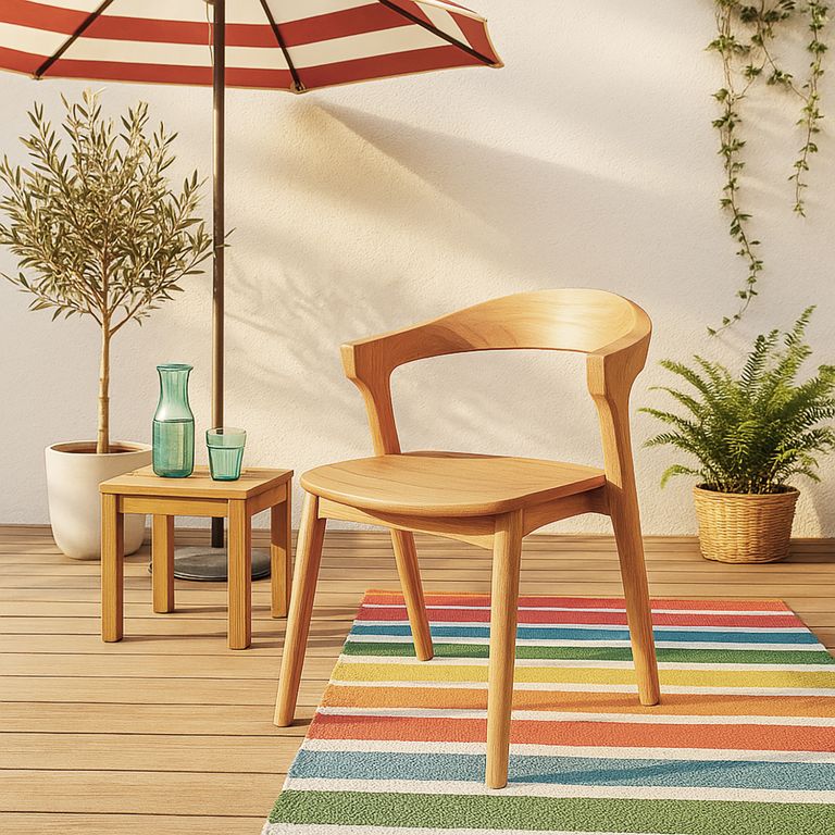 Silla para Terraza Madera Teca Luxemburgo Natural 76x51x56 cm