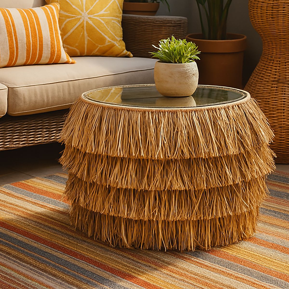 JUST HOME COLLECTION - Mesa de Centro Redonda Madera 70x38x70 cm Natural