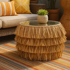 JUST HOME COLLECTION - Mesa de Centro Redonda Madera 70x38x70 cm Natural