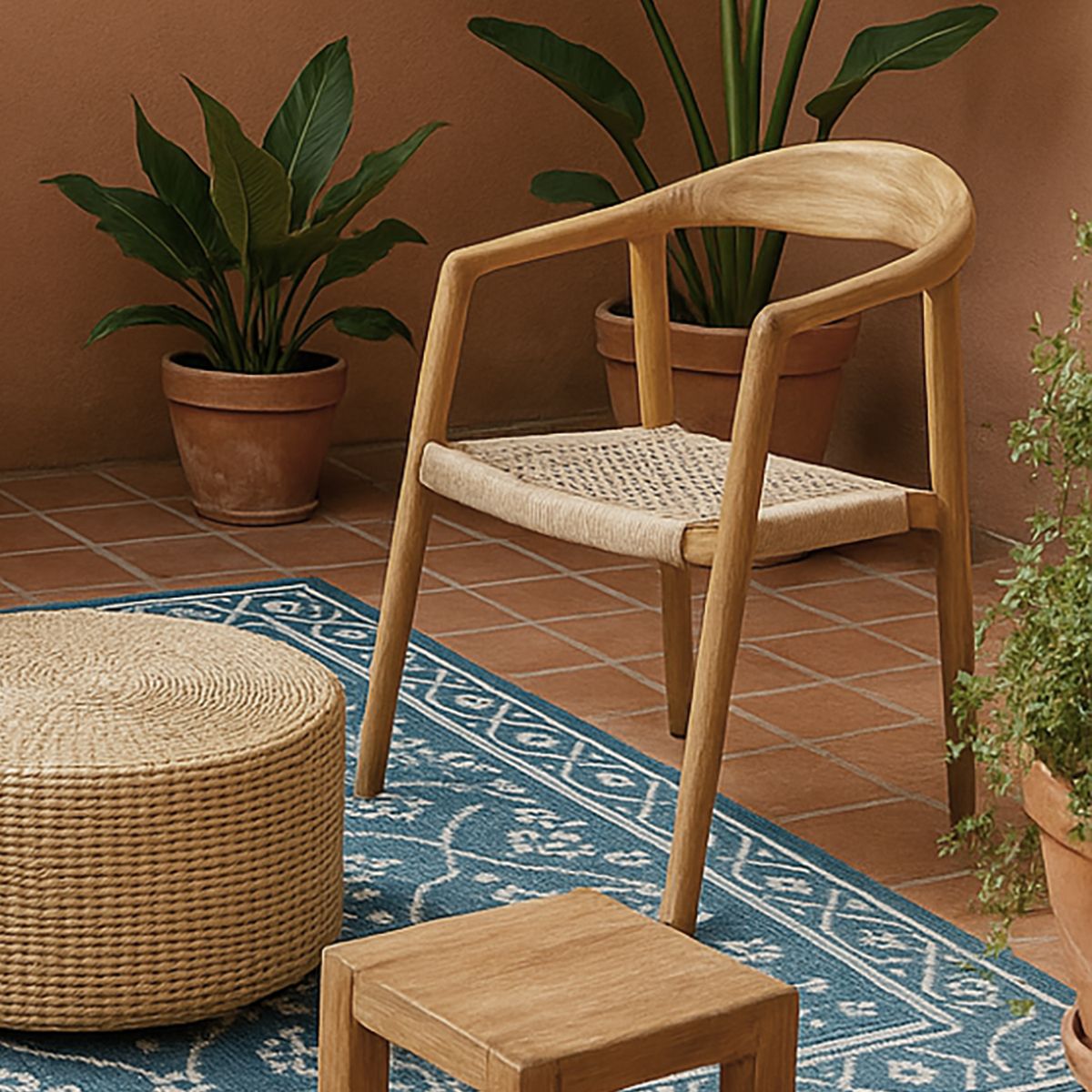 JUST HOME COLLECTION - Silla para Terraza Madera Teca Carcasona Natural 77x61x64 cm