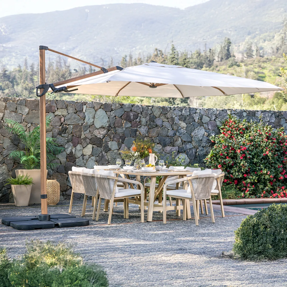 JUST HOME COLLECTION - Quitasol Lateral Aluminio 3x2.6 metros Natural