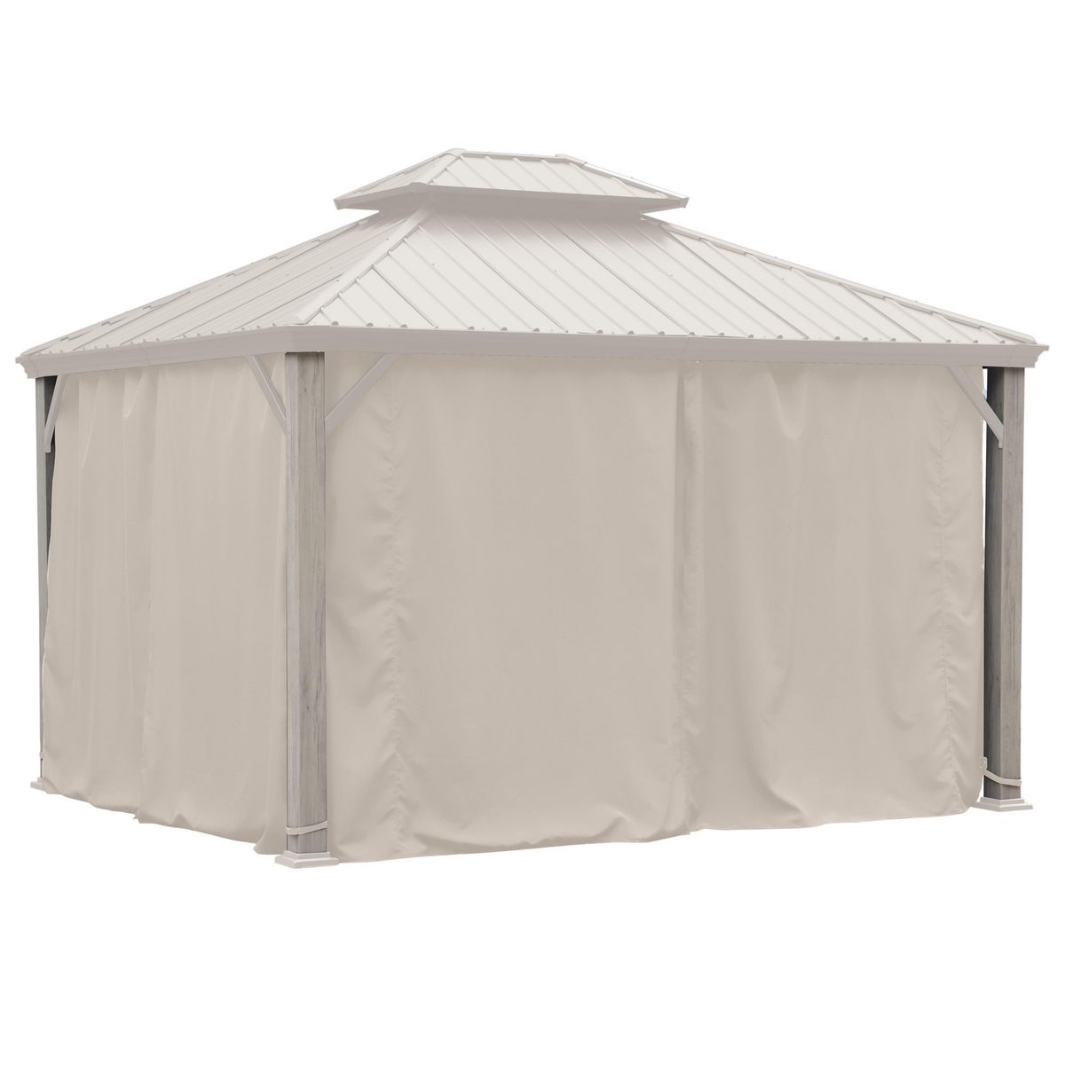 JUST HOME COLLECTION - Pérgola con Cortinas Natural Acero 360x300x305 cm