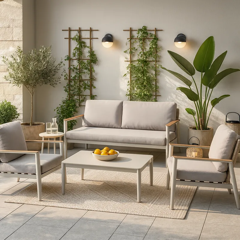 JUST HOME COLLECTION - Juego de Living de Terraza FRS30907B+FRS30906B+ 
FTS31057C 4 Personas Beige