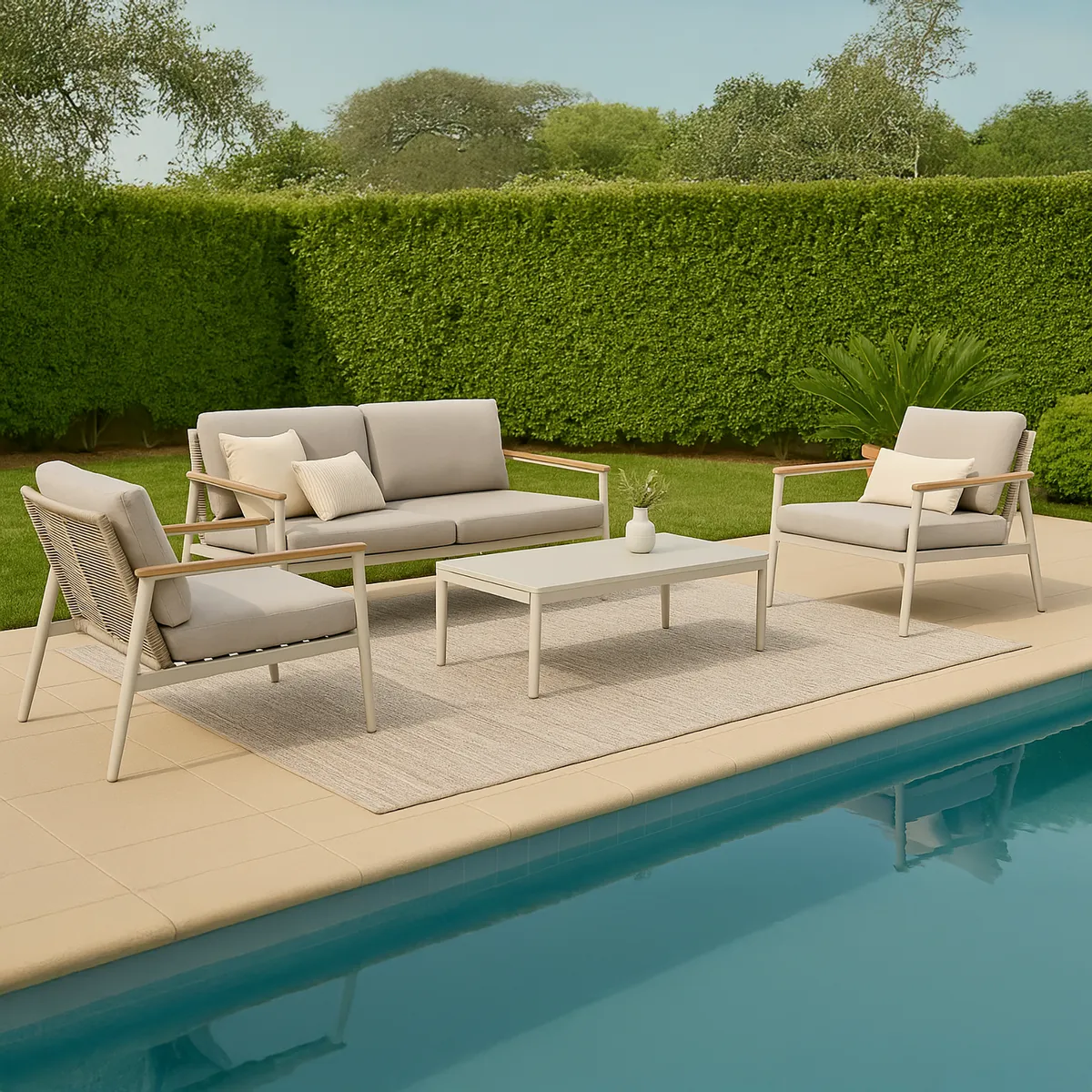 JUST HOME COLLECTION - Juego de Living de Terraza Venecia 4 Personas Beige