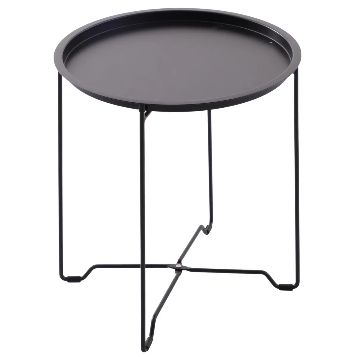 JUST HOME COLLECTION - Mesa Apoyo Redonda Acero 46x48.5x46 cm Negro