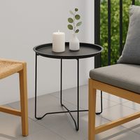 Mesa Apoyo Redonda Acero 46x48.5x46 cm Negro