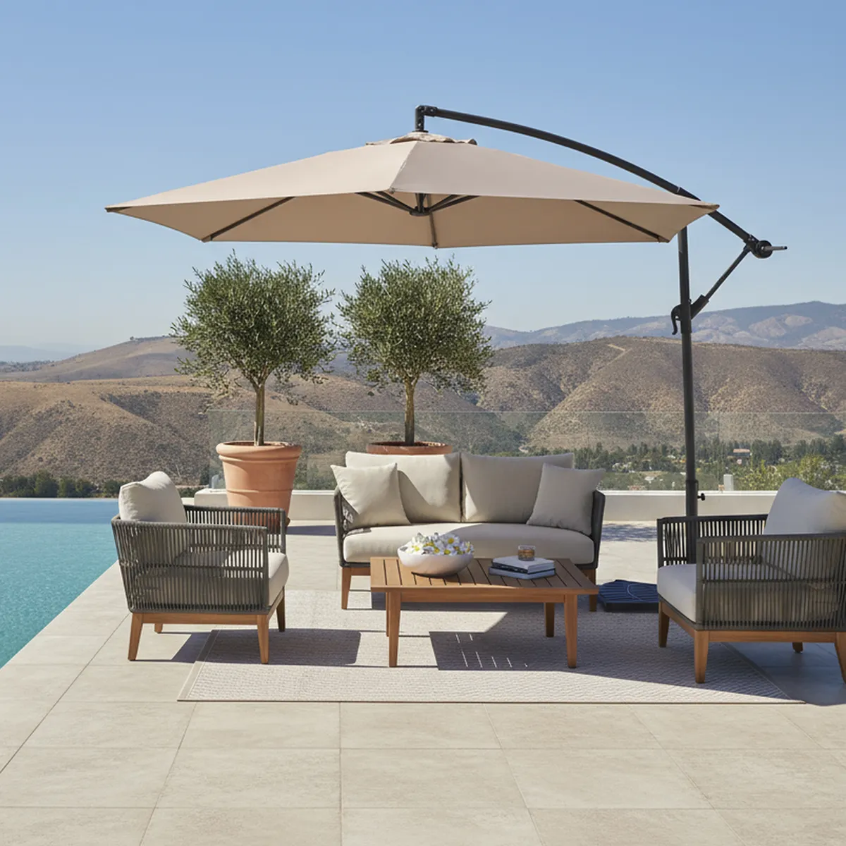 JUST HOME COLLECTION - Quitasol Lateral Aluminio 3x2.5 metros Taupe