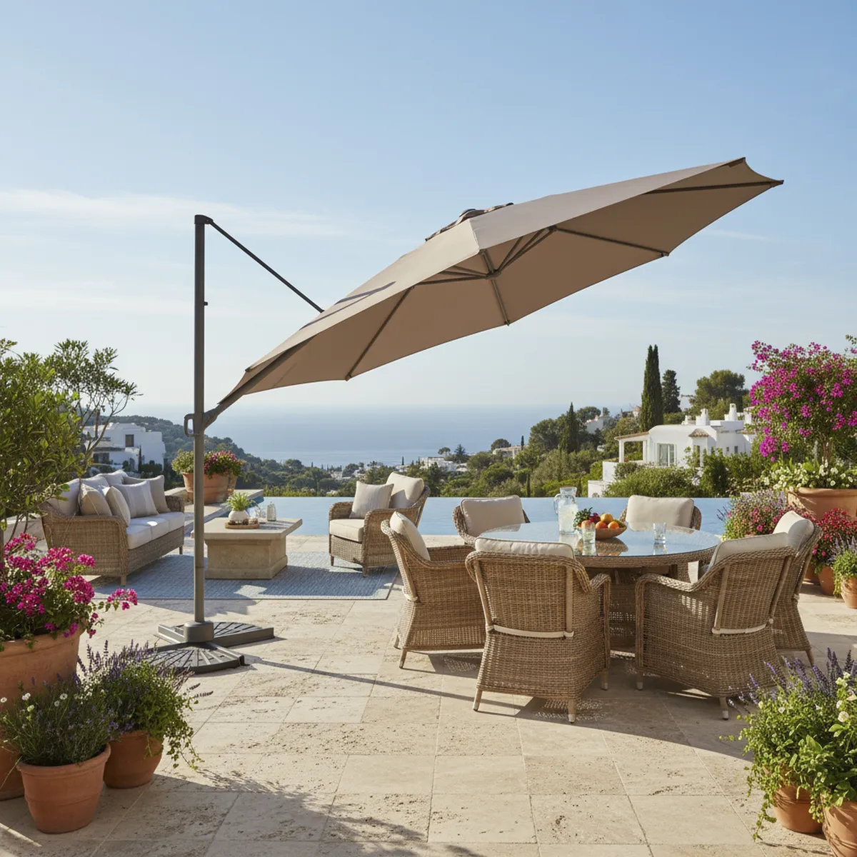 JUST HOME COLLECTION - Quitasol Lateral Aluminio 3.5x2.5 metros Taupe