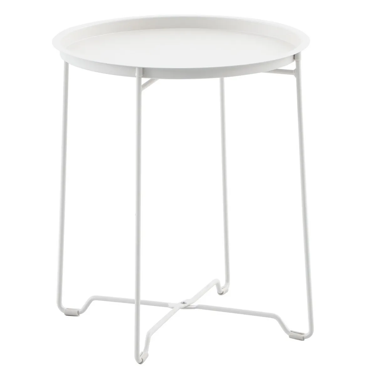 JUST HOME COLLECTION - Mesa Apoyo Redonda Acero 46x48.5x46 cm Beige