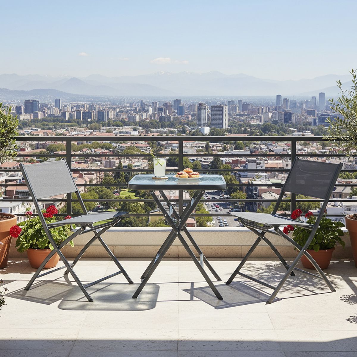 JUST HOME COLLECTION - Juego de Balcón de Terraza Madrid 2 Personas Gris