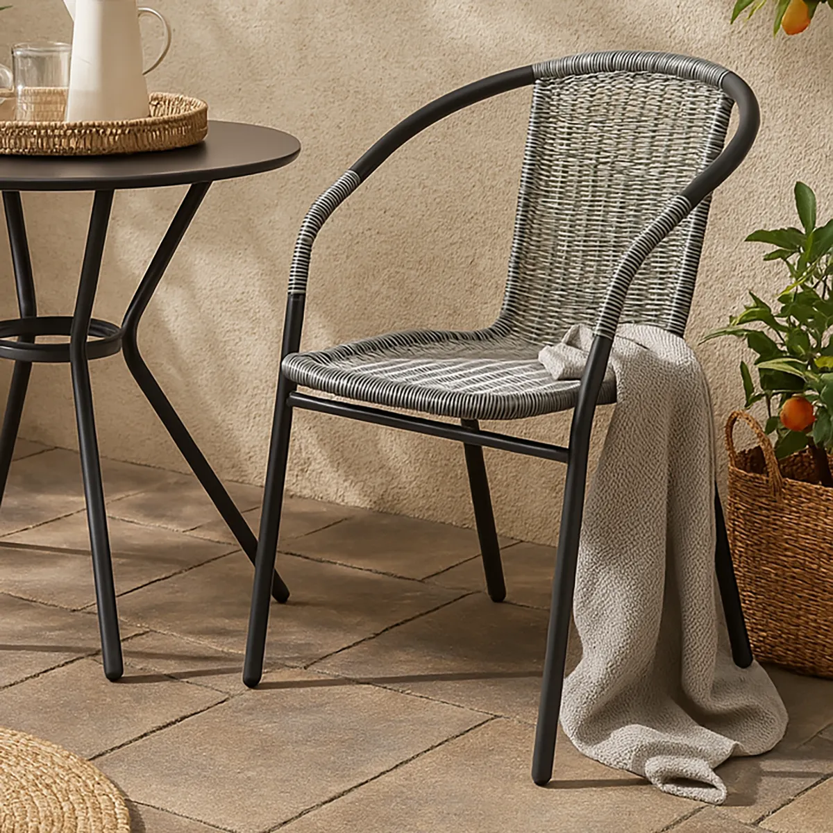 JUST HOME COLLECTION - Silla para Terraza Rattan SC-037A Gris 73x54x61 cm