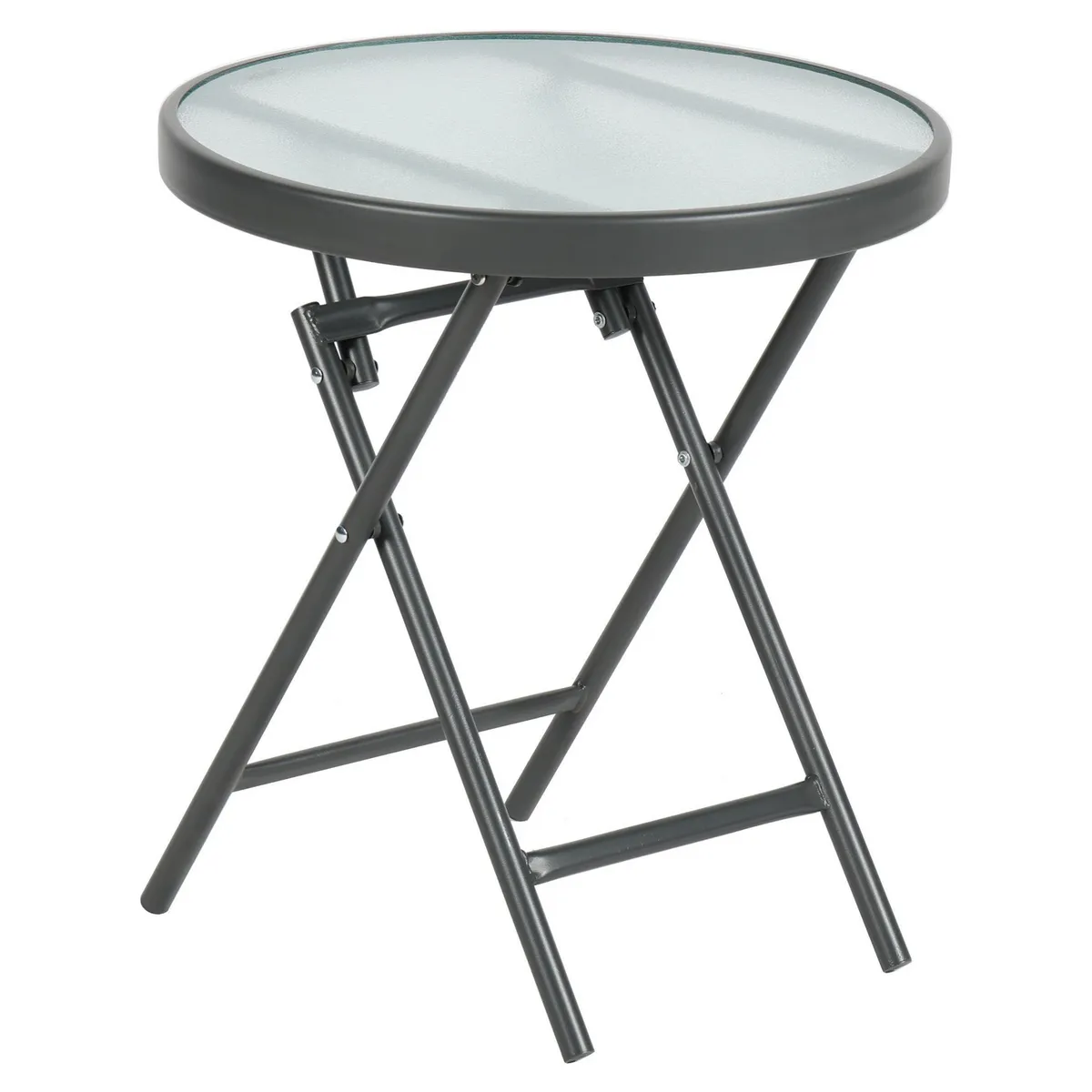 JUST HOME COLLECTION - Mesa Apoyo Redonda Vidrio 45x50x45 cm Gris Oscuro