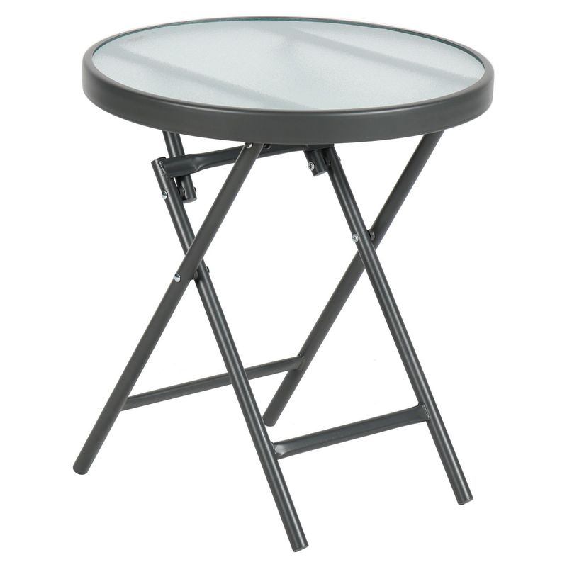 JUST HOME COLLECTION - Mesa Apoyo Redonda Metal 45x50x45 cm Gris oscuro