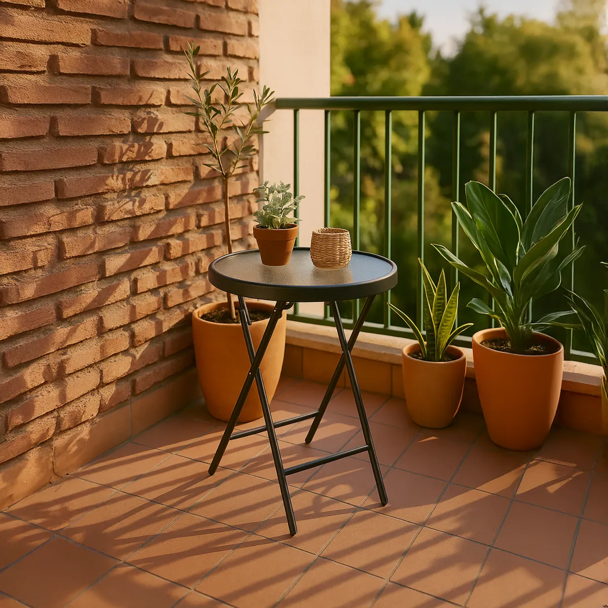 JUST HOME COLLECTION - Mesa Apoyo Redonda Vidrio 45x50x45 cm Gris Oscuro