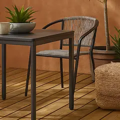 JUST HOME COLLECTION - Silla para Terraza Rattan Sintético Guadalajara Gris 74x54x63 cm