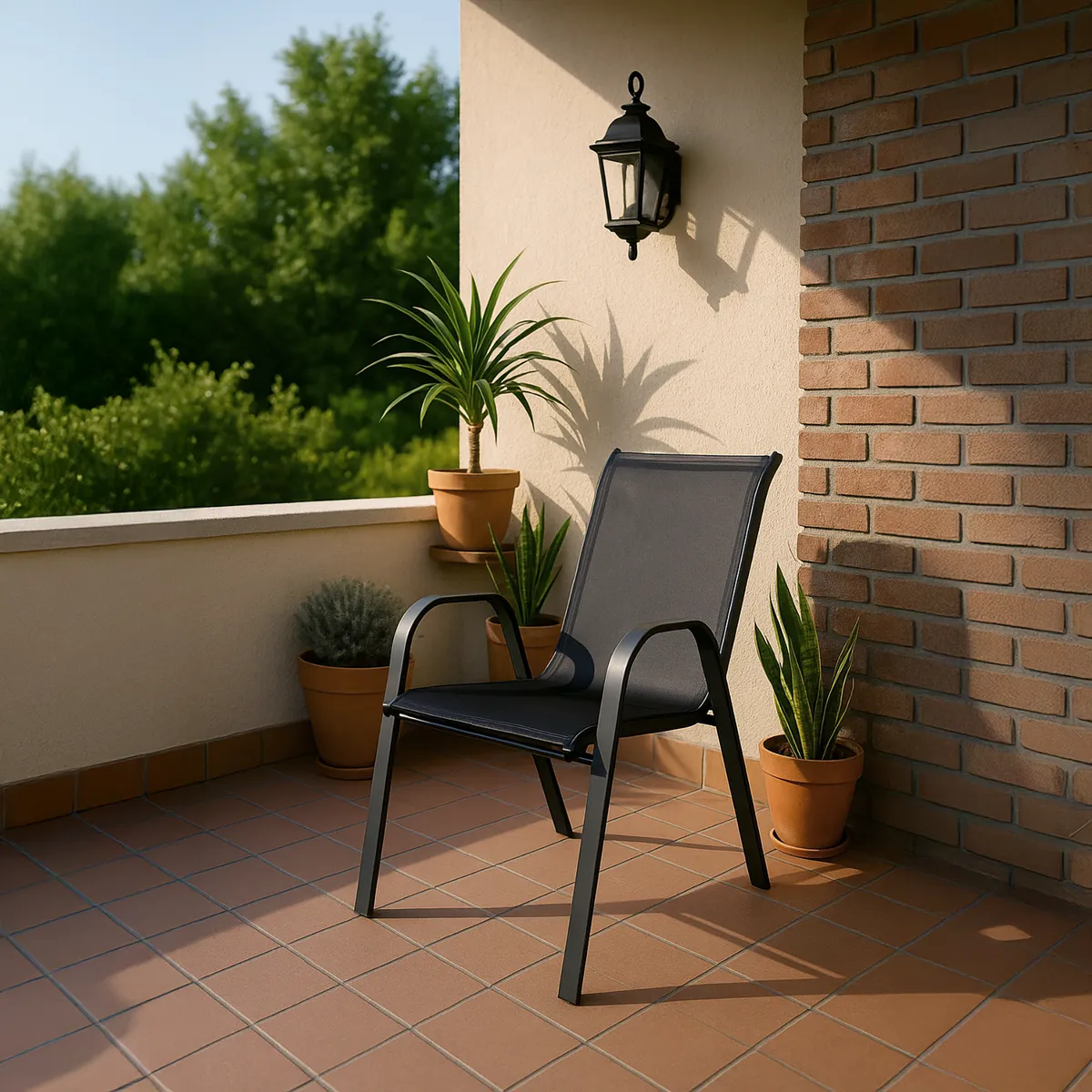 JUST HOME COLLECTION - Silla para Terraza Sling Negro 91x55x74 cm