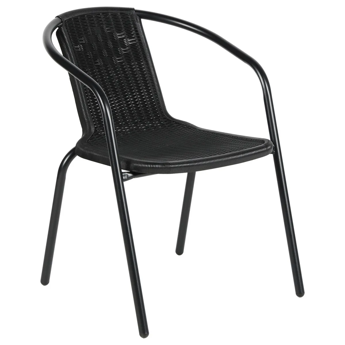 JUST HOME COLLECTION - Silla para Terraza Rattan Look Negro 73x54x63 cm