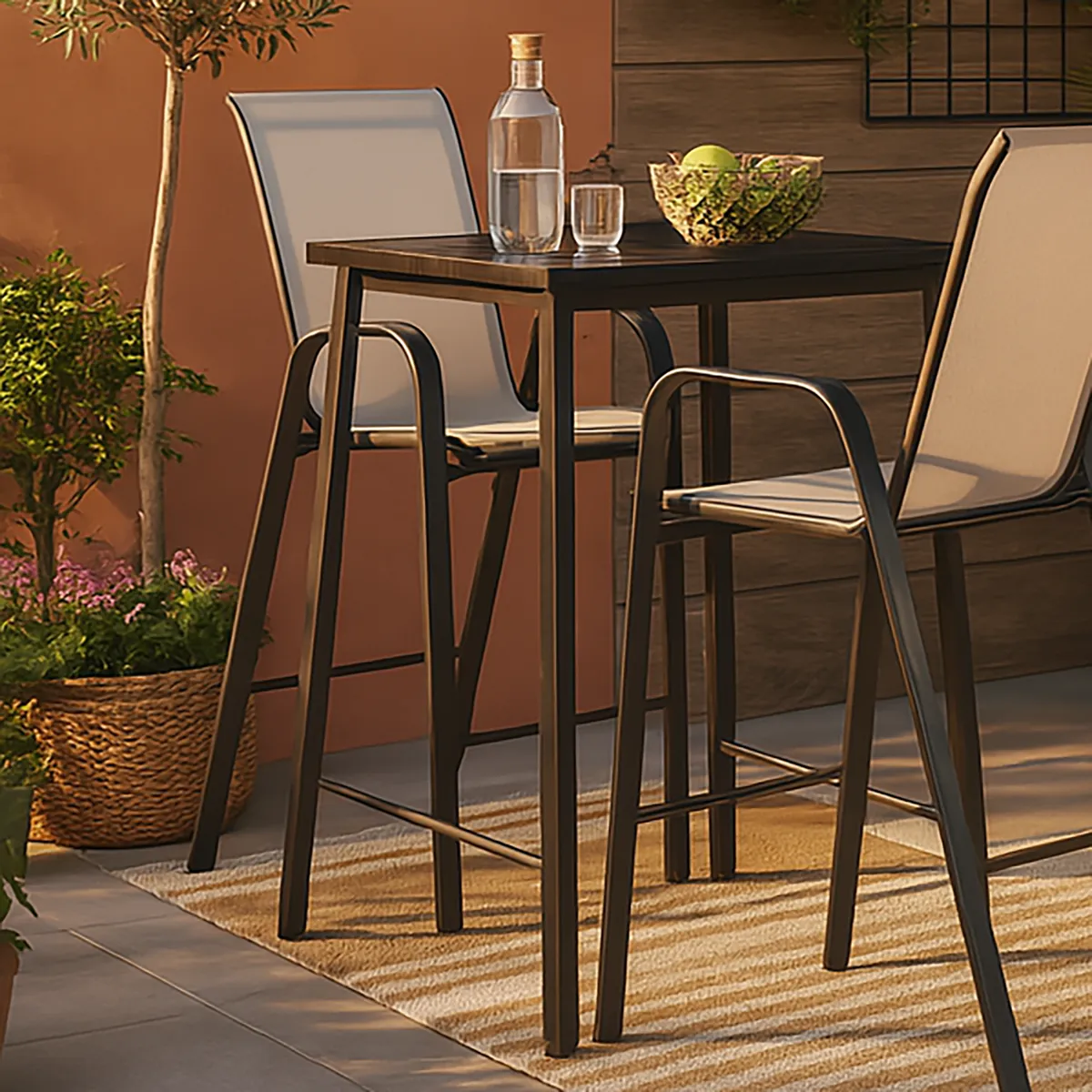 JUST HOME COLLECTION - Silla bar para Terraza Textileno SC-092H-NAT Crudo 73x55x124 cm