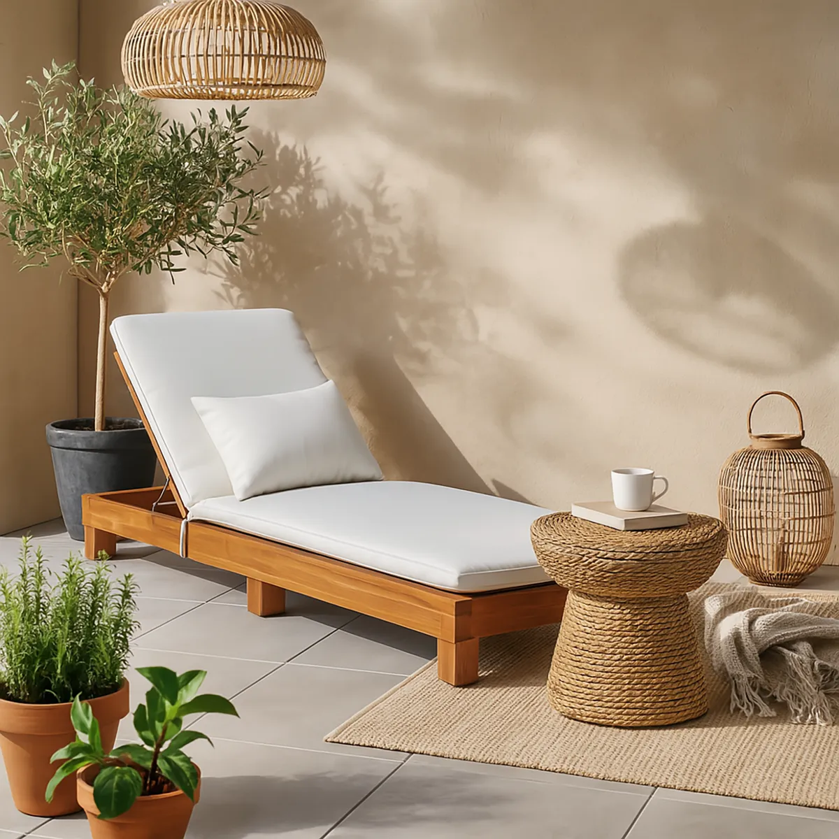 JUST HOME COLLECTION - Reposera con Cojín Maldivas Madera Natural