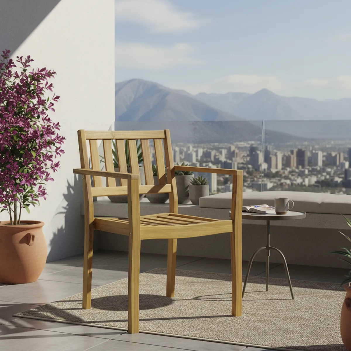 JUST HOME COLLECTION - Silla para Terraza Madera Acacia Natural 84x58x54 cm