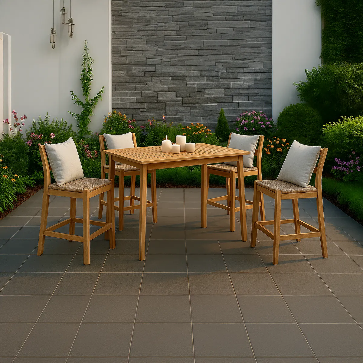 JUST HOME COLLECTION - Juego de Bar de Terraza Zapallar 4 Personas Natural