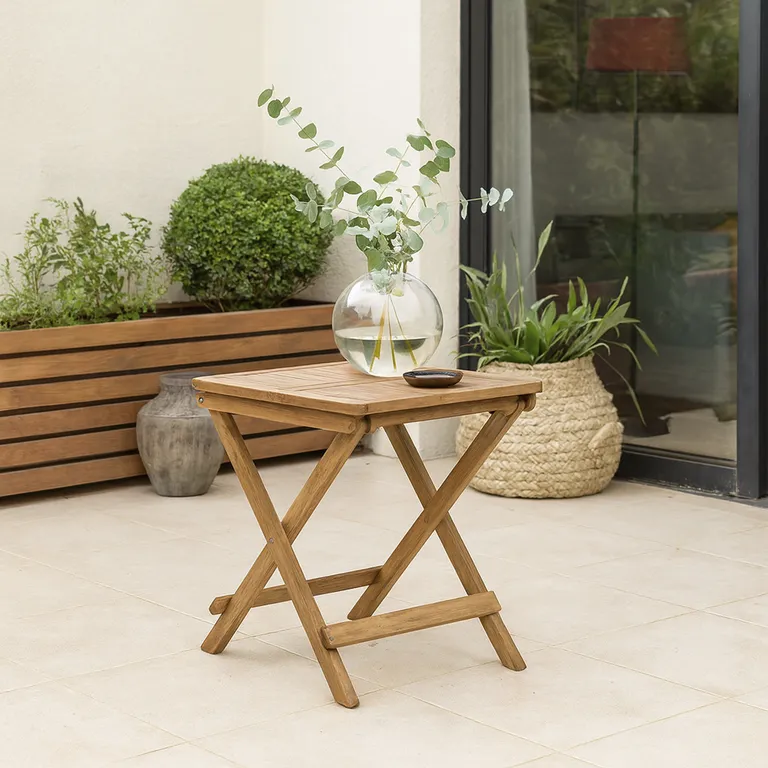 Mesa Plegable Cuadrada Madera 45x50x45 cm Natural