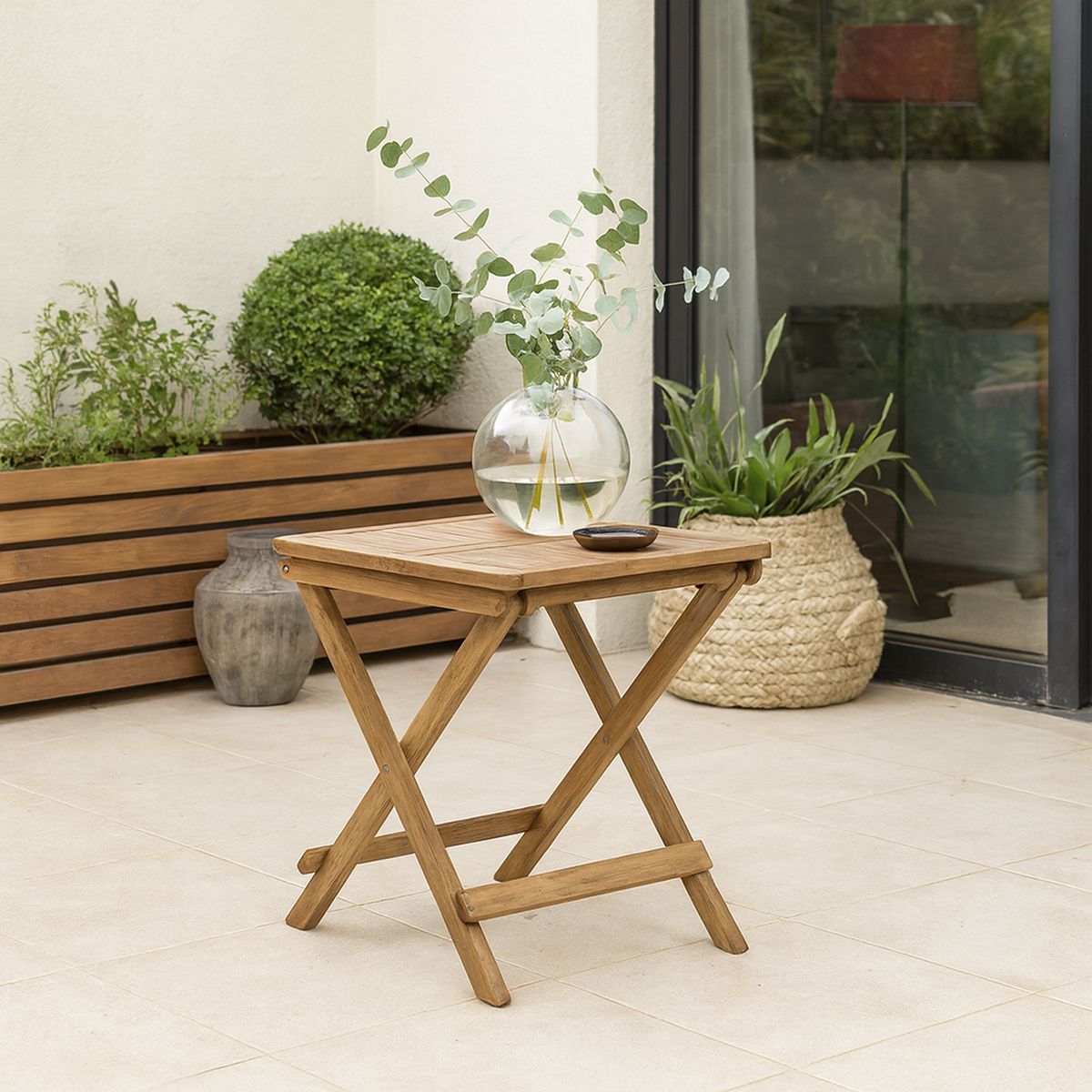 JUST HOME COLLECTION - Mesa Plegable Cuadrada Madera 45x50x45 cm Natural