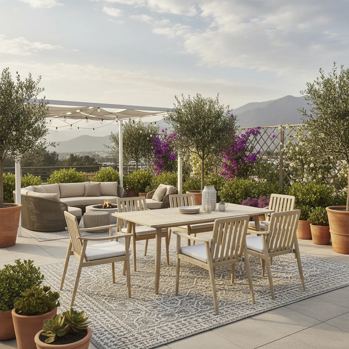 JUST HOME COLLECTION - Juego de Comedor de Terraza Brasilia 6 Personas Natural