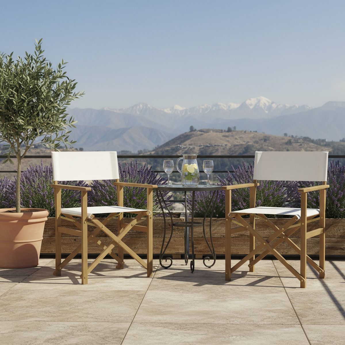 JUST HOME COLLECTION - Set 2 Sillas para Terraza Madera Director Natural 88x53x56.5 cm