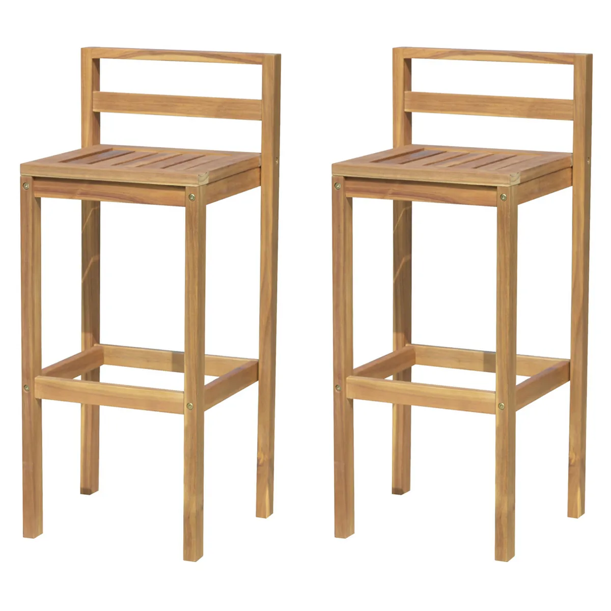 JUST HOME COLLECTION - Set 2 sillas para Terraza Madera Bar Natural 92x41.5x35 cm