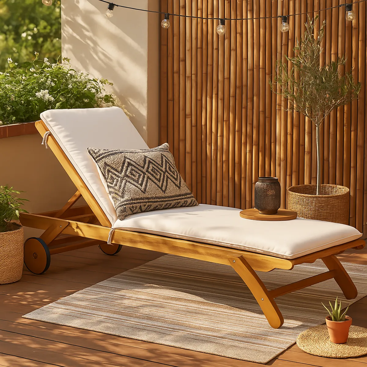 JUST HOME COLLECTION - Reposera con Cojín Boracay Madera Natural