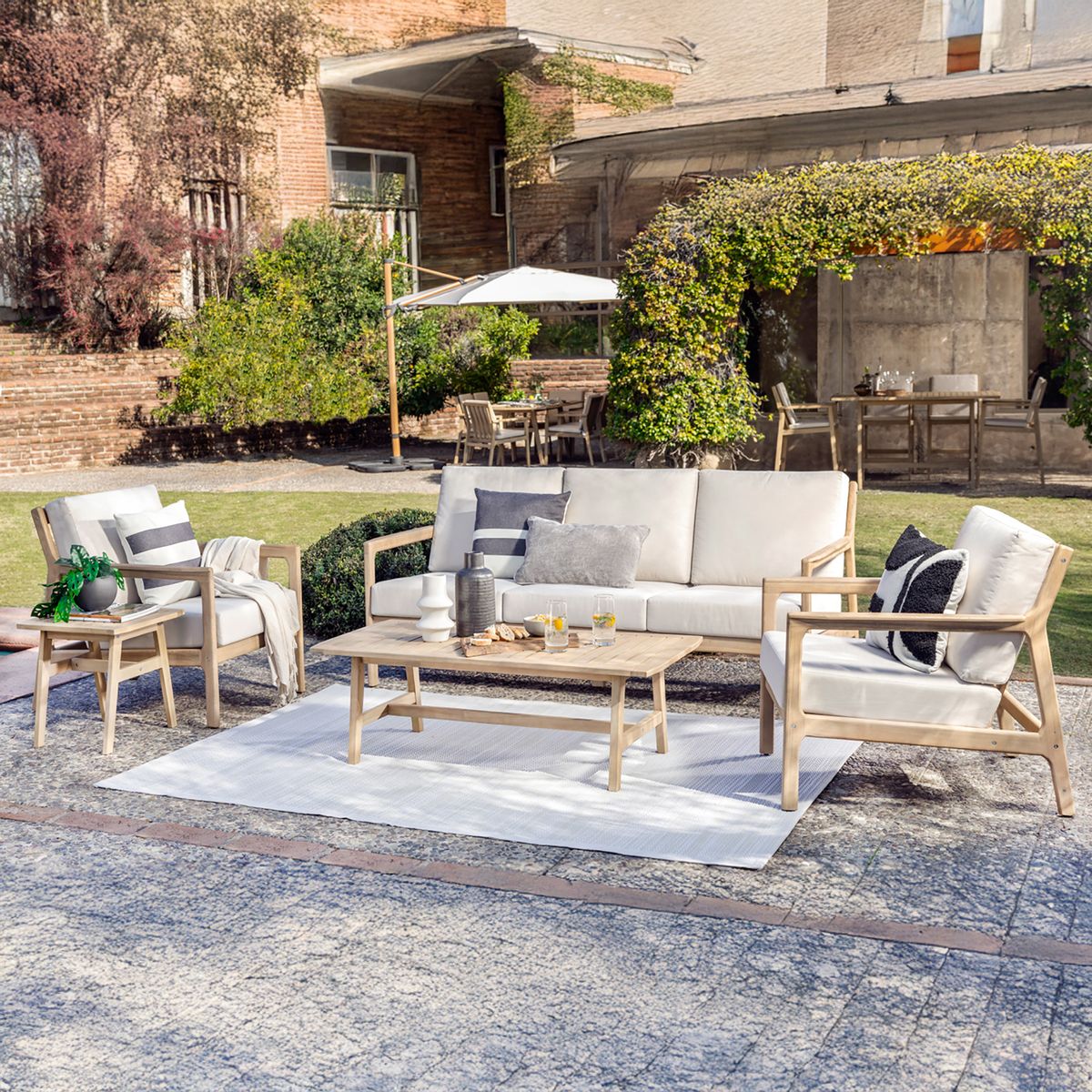 JUST HOME COLLECTION - Juego de Living de Terraza Jacklounge 5 Personas Acacia Natural