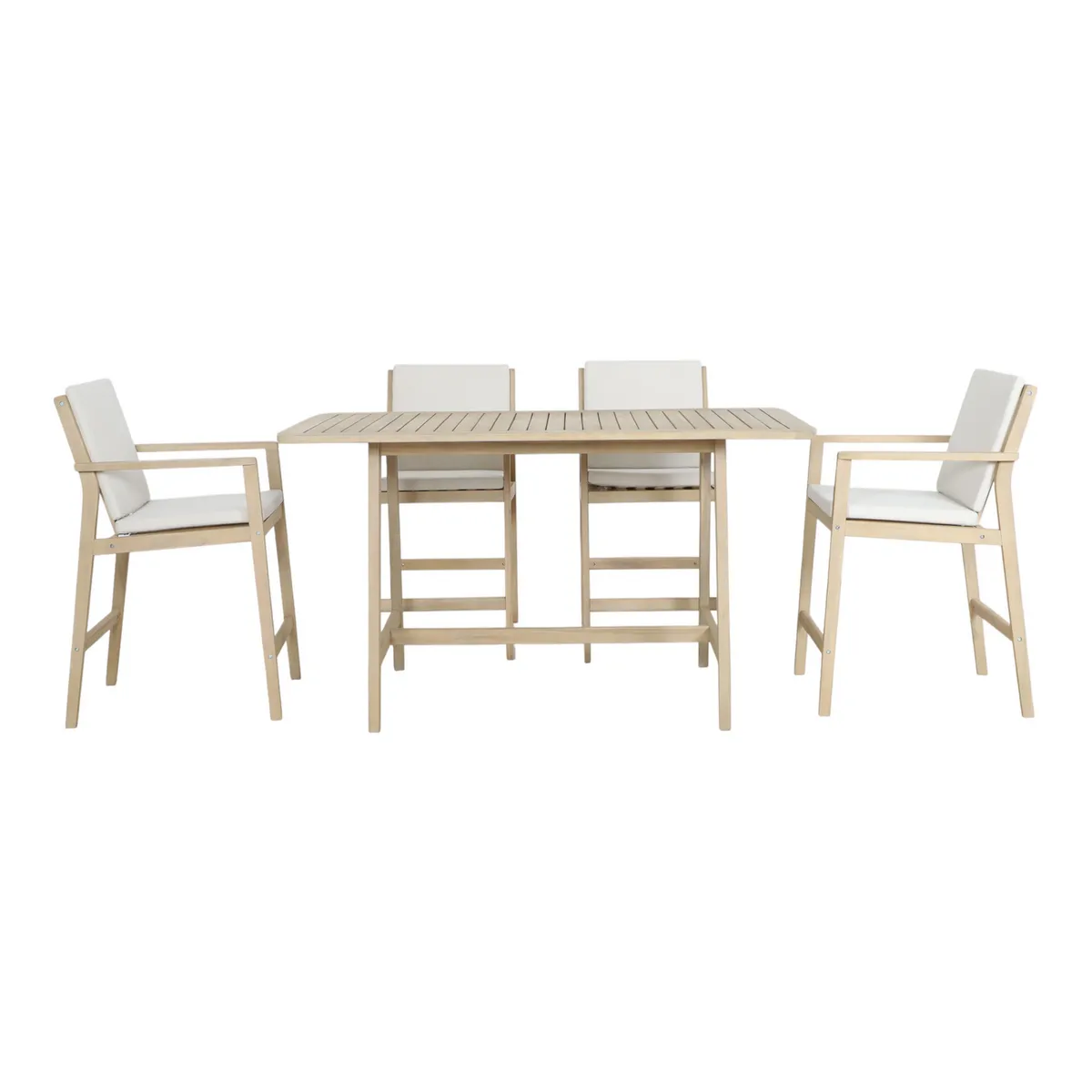 JUST HOME COLLECTION - Juego de Bar de Terraza Jack 4 Personas Teka claro