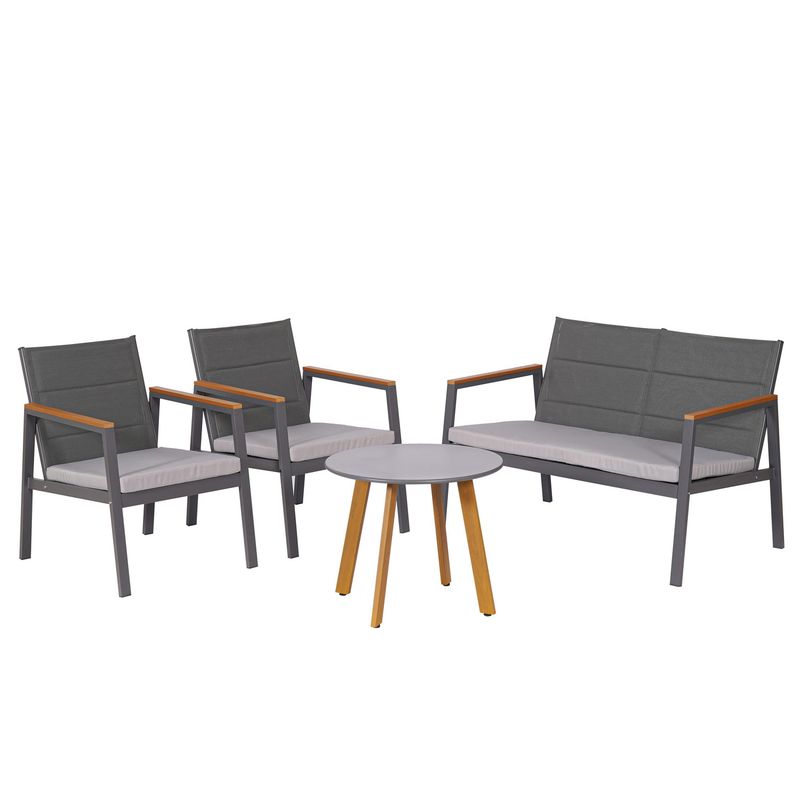 JUST HOME COLLECTION - Juego de Living de Terraza Recife 4 Personas Gris