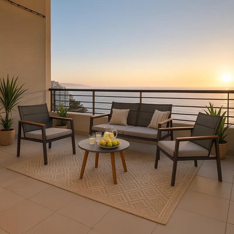 JUST HOME COLLECTION - Juego de Living de Terraza Recife 4 Personas Gris