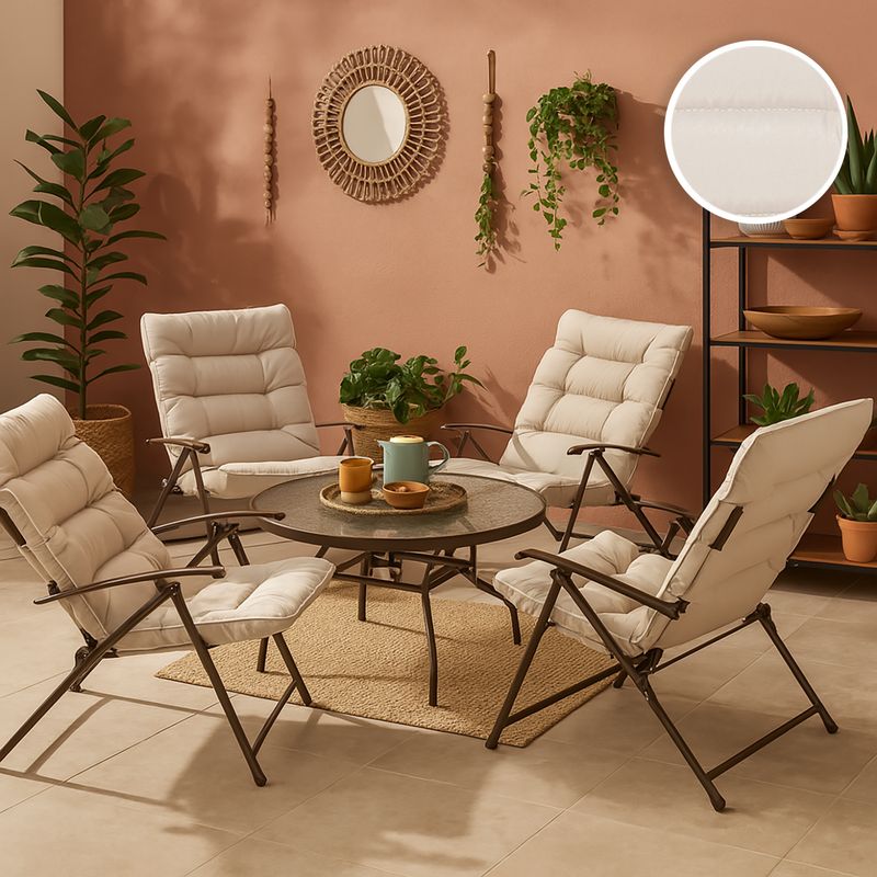 JUST HOME COLLECTION - Juego de Balcón de Terraza Sao Paulo 4 Personas Beige