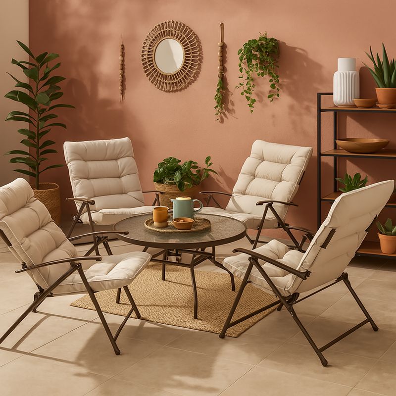 JUST HOME COLLECTION - Juego de Balcón de Terraza Sao Paulo 4 Personas Beige