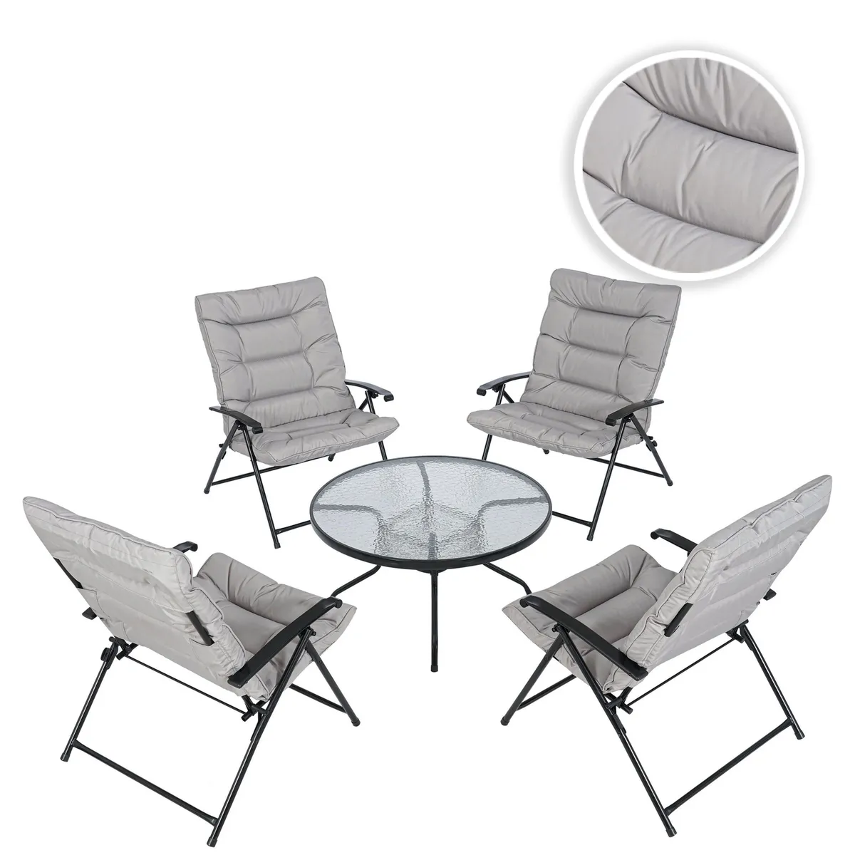 JUST HOME COLLECTION - Juego de Balcón de Terraza Sao Paulo 4 Personas Gris