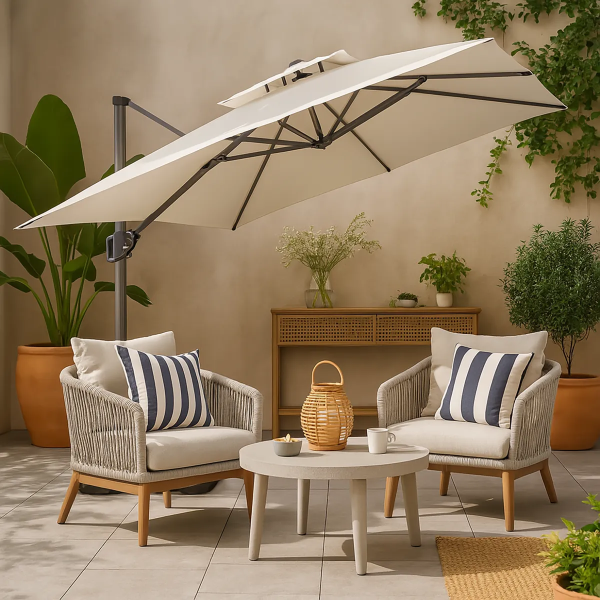 JUST HOME COLLECTION - Quitasol Lateral Acero 3x2.7 metros Blanco