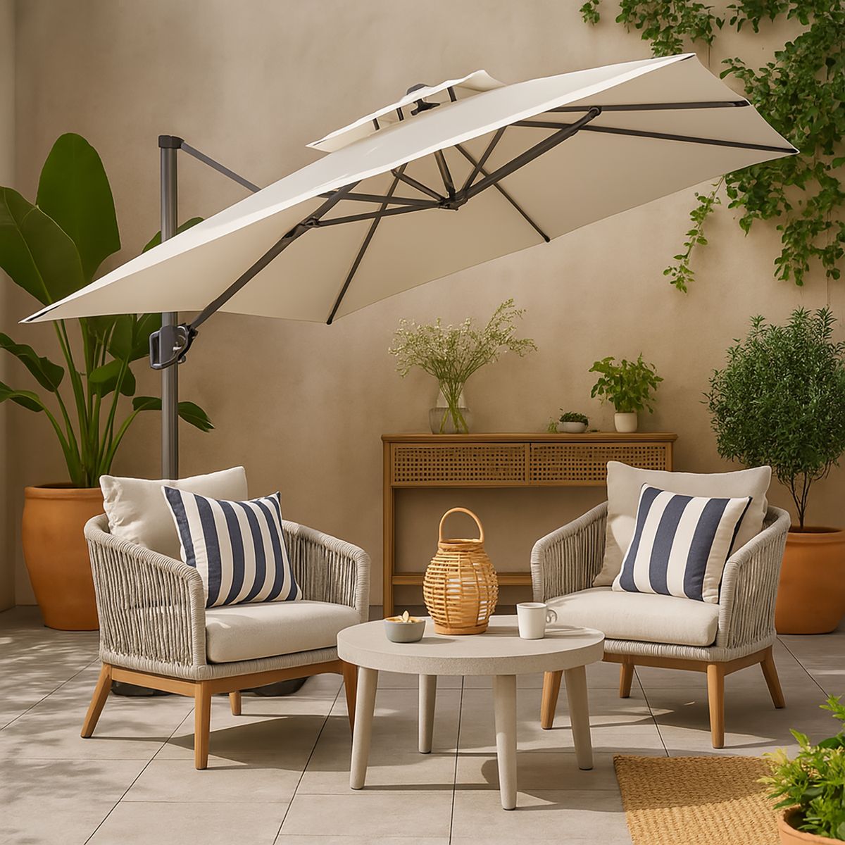 JUST HOME COLLECTION - Quitasol Lateral Acero 3x2.7 metros Blanco