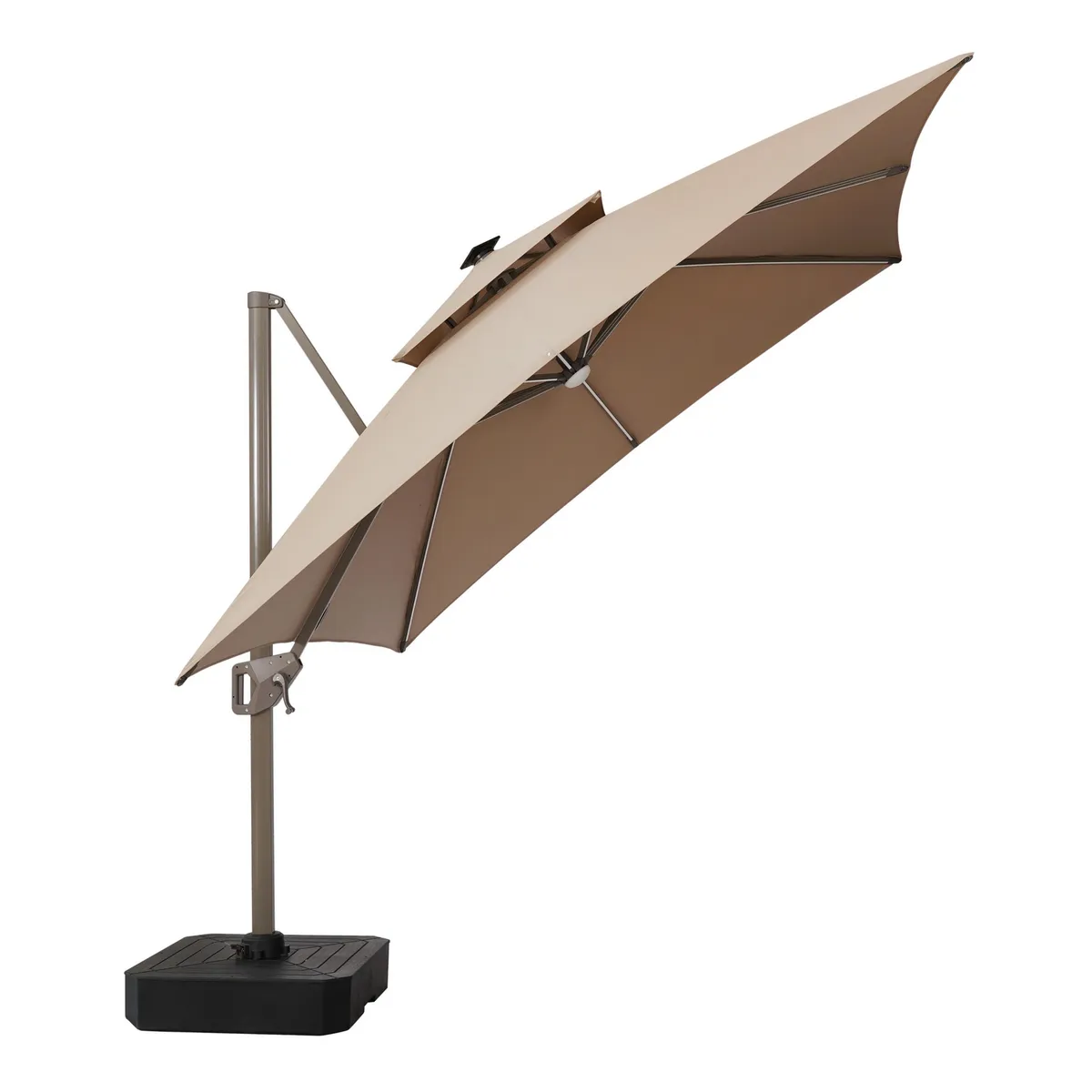 JUST HOME COLLECTION - Quitasol Lateral con Base y Led Acero 3x2.7 metros Taupe