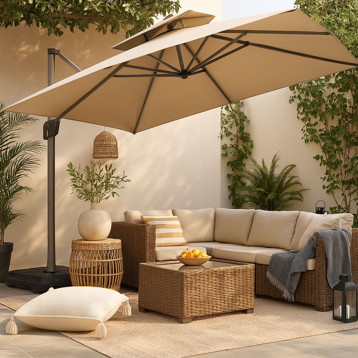 JUST HOME COLLECTION - Quitasol Lateral Acero 3x2.7 metros Gris; Taupe